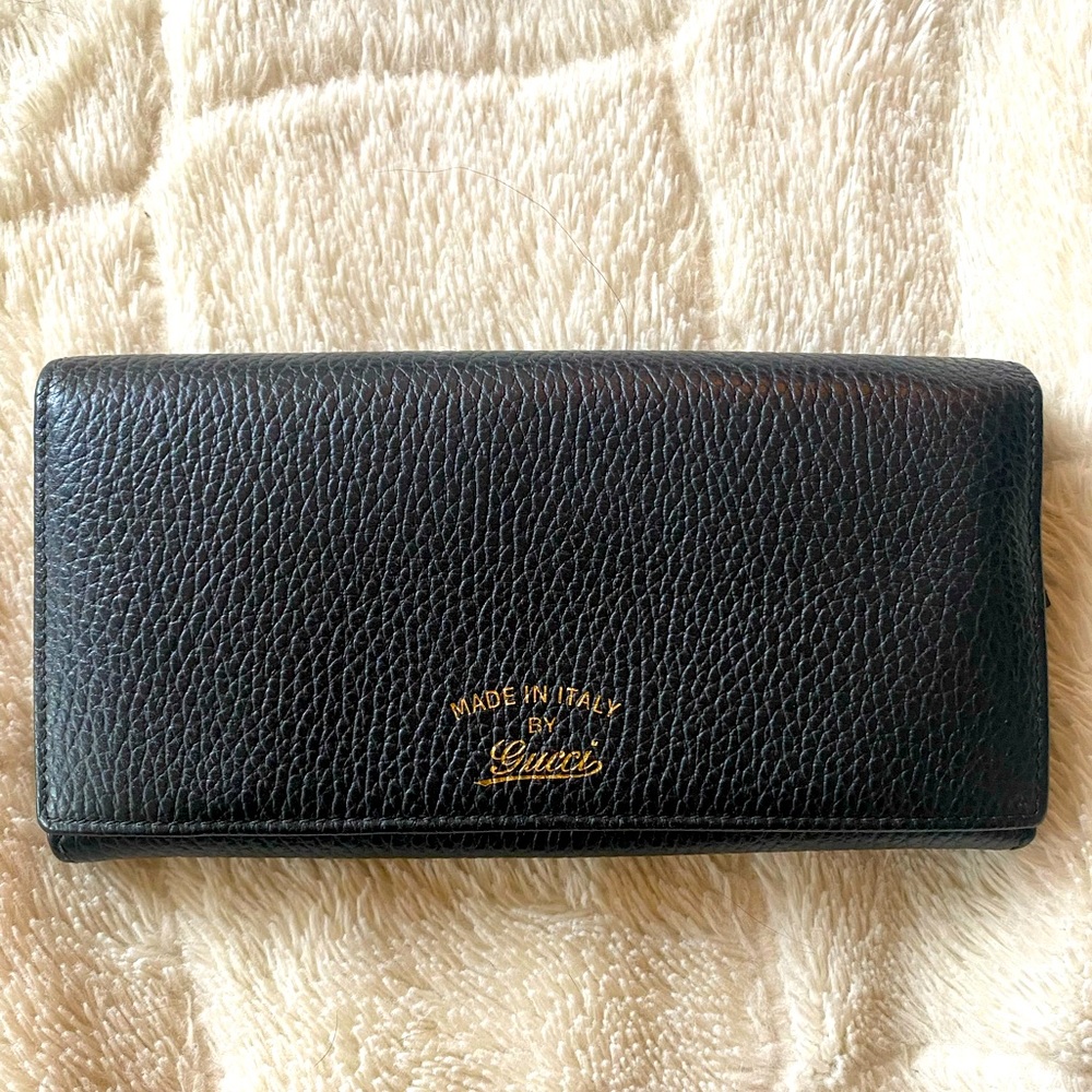 Gucci Wallet- long, black leather